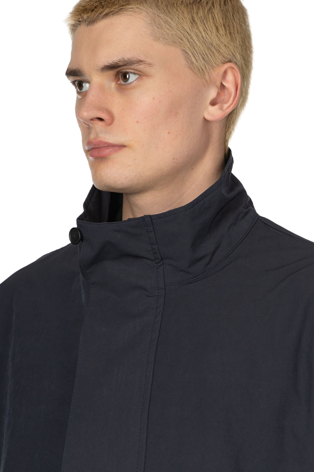 Still by hand - Stand Collar Coat - Navy