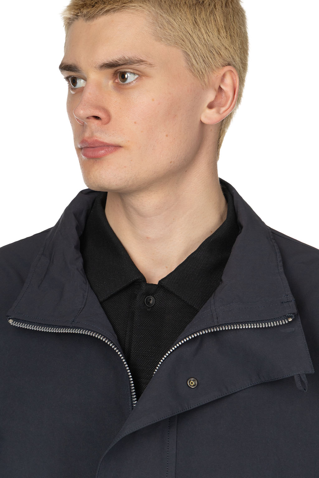 Still by hand - Stand Collar Coat - Navy
