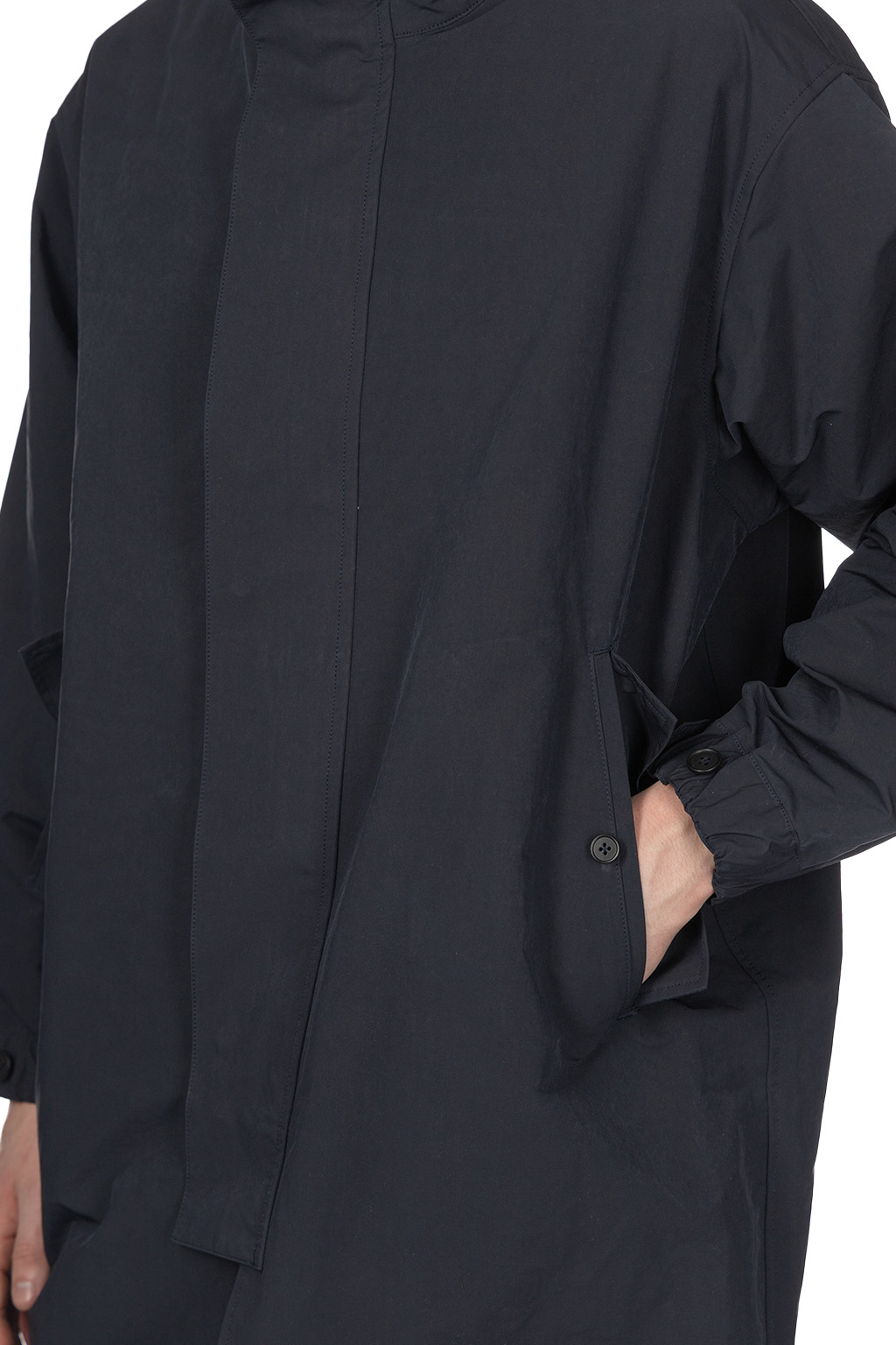 Still by hand - Stand Collar Coat - Navy