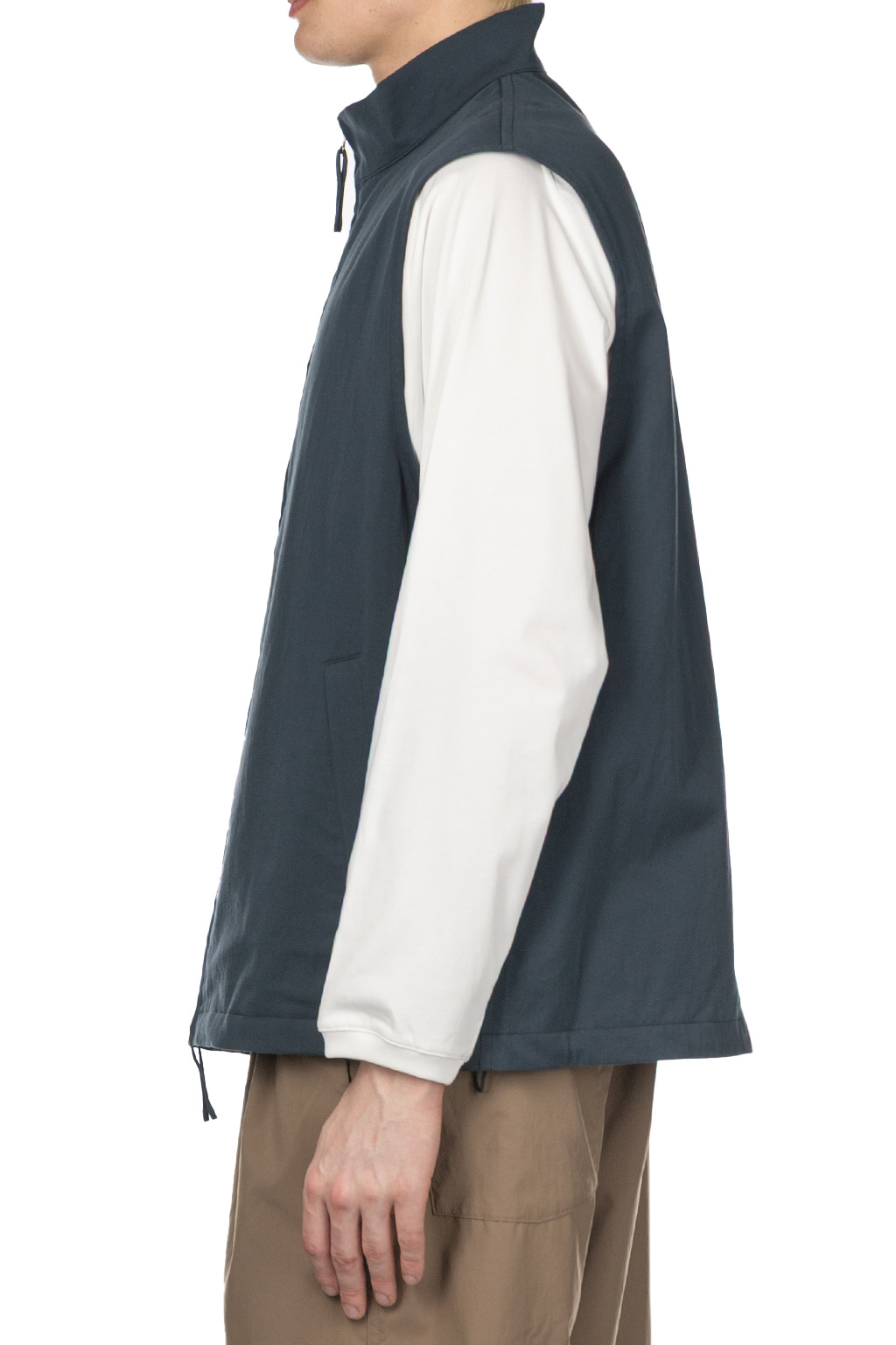 Still by hand - Stand Collar Vest - Teal Blue