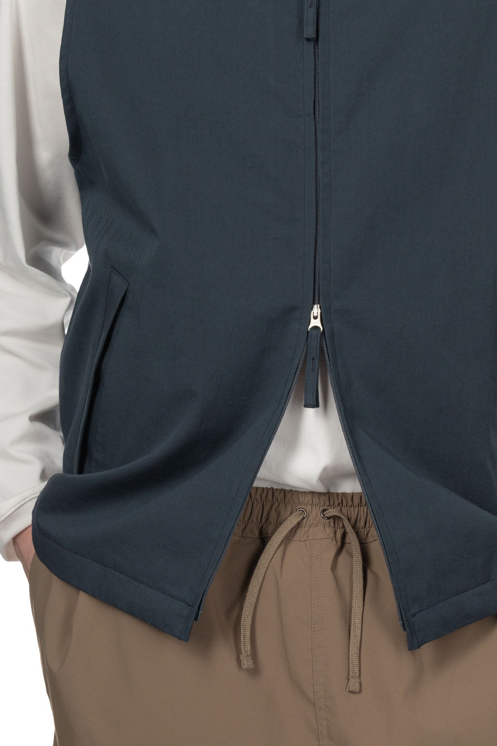 Still by hand - Stand Collar Vest - Teal Blue