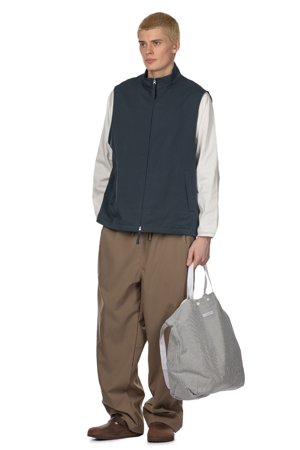 Still by hand - Stand Collar Vest - Teal Blue