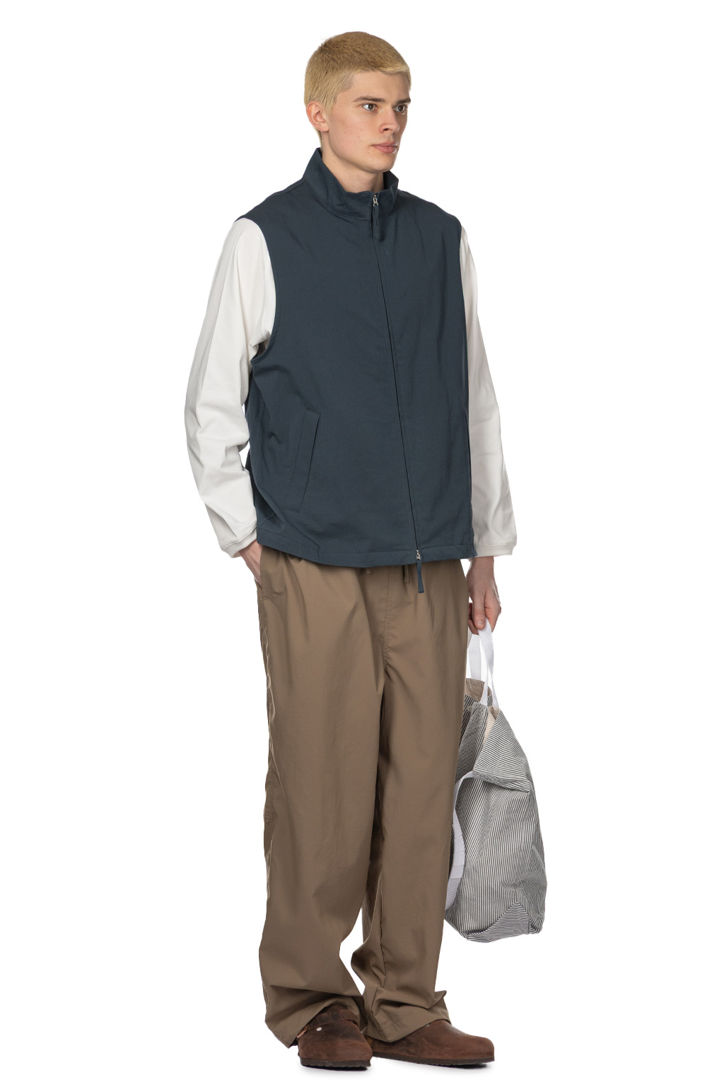 Still by hand - Stand Collar Vest - Teal Blue