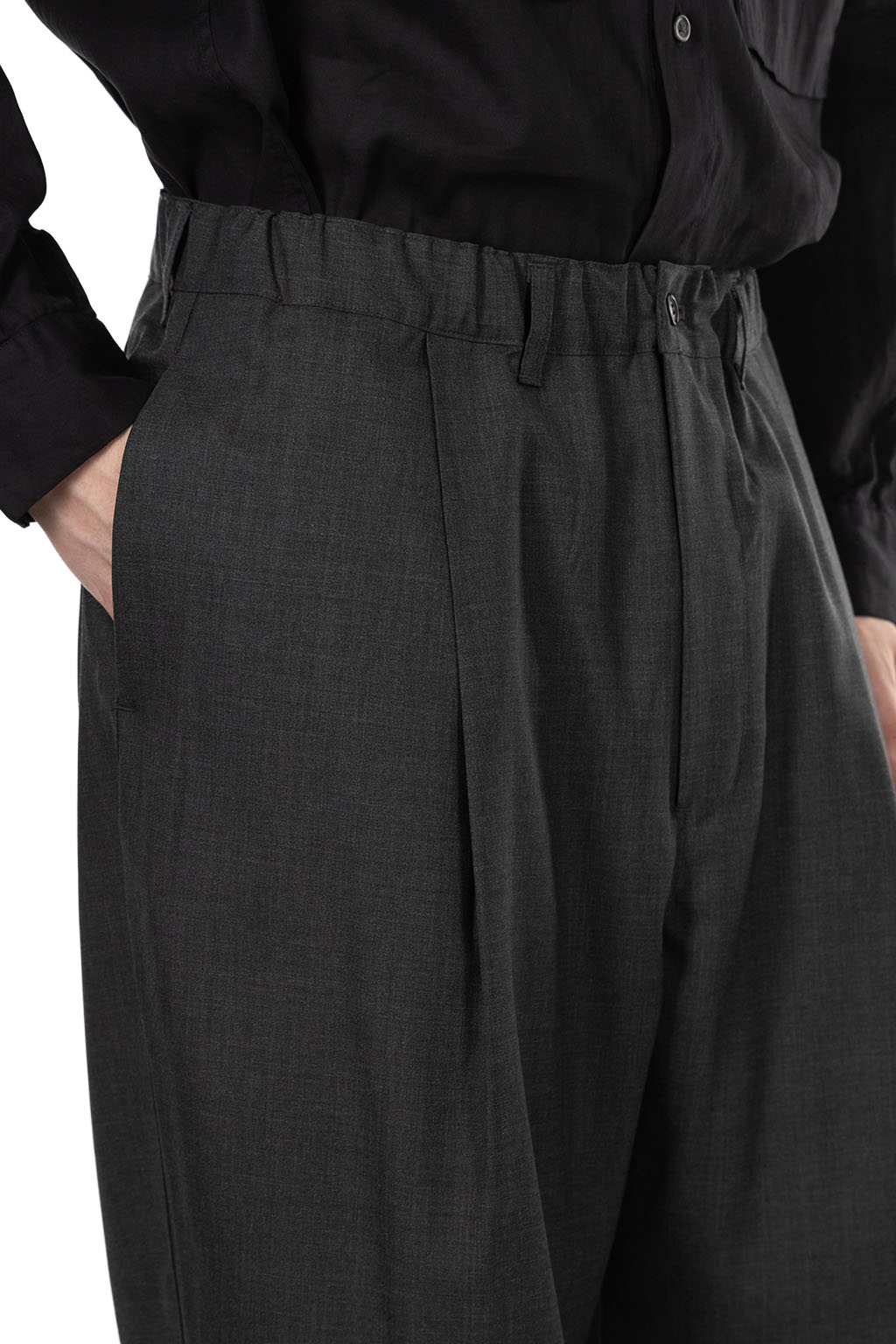 Still by hand - Summer wool wide pants - Charcoal