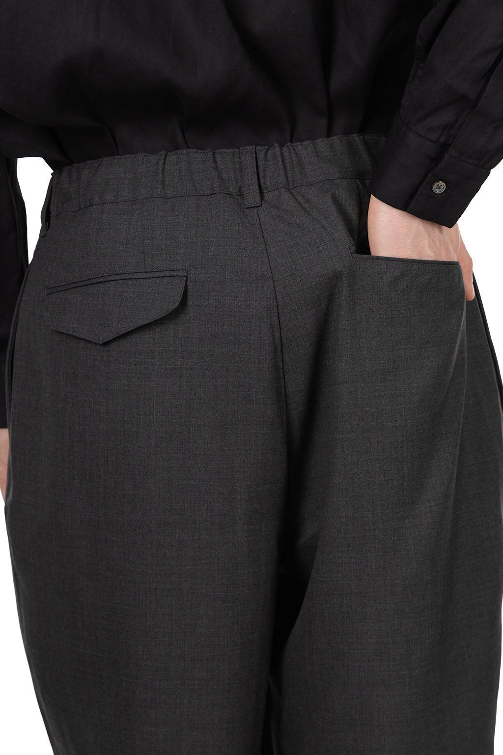 Still by hand - Summer wool wide pants - Charcoal