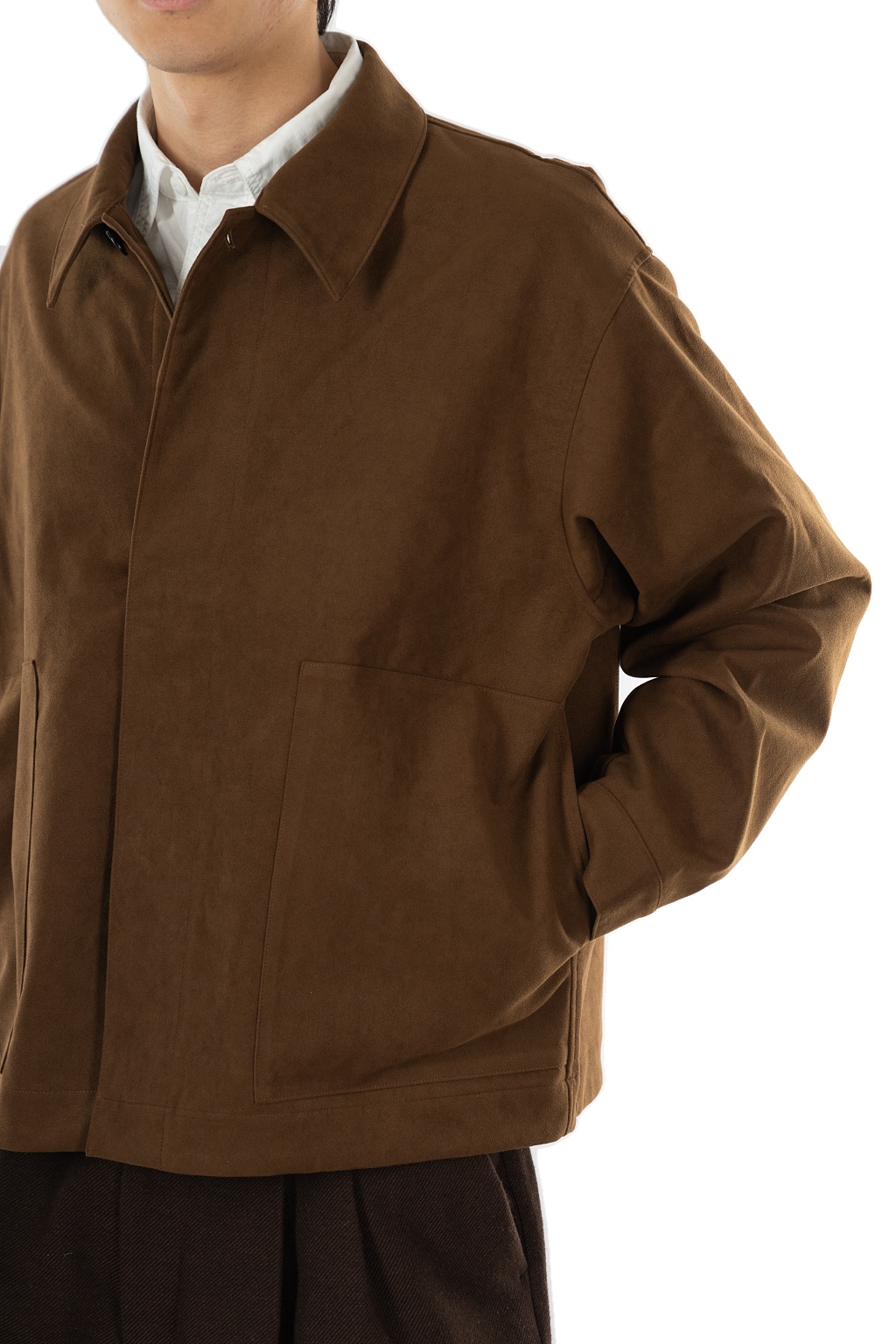 Still by hand - Synthetic Leather Short Blouson - Brown