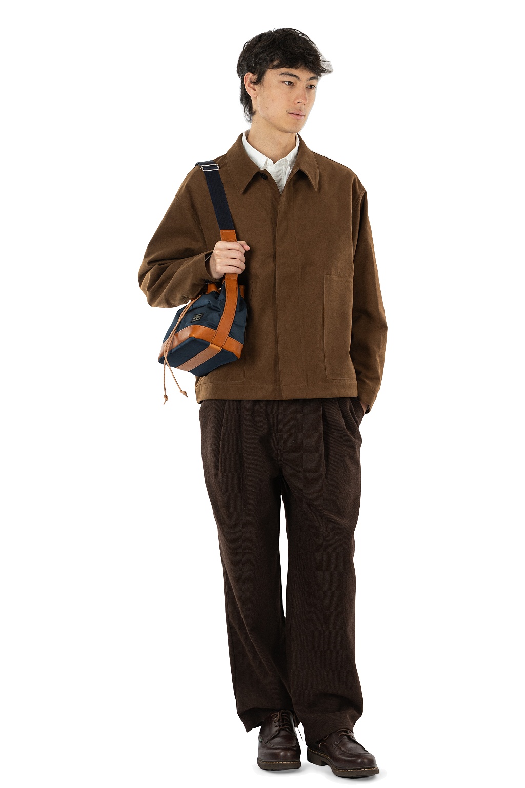 Still by hand - Synthetic Leather Short Blouson - Brown