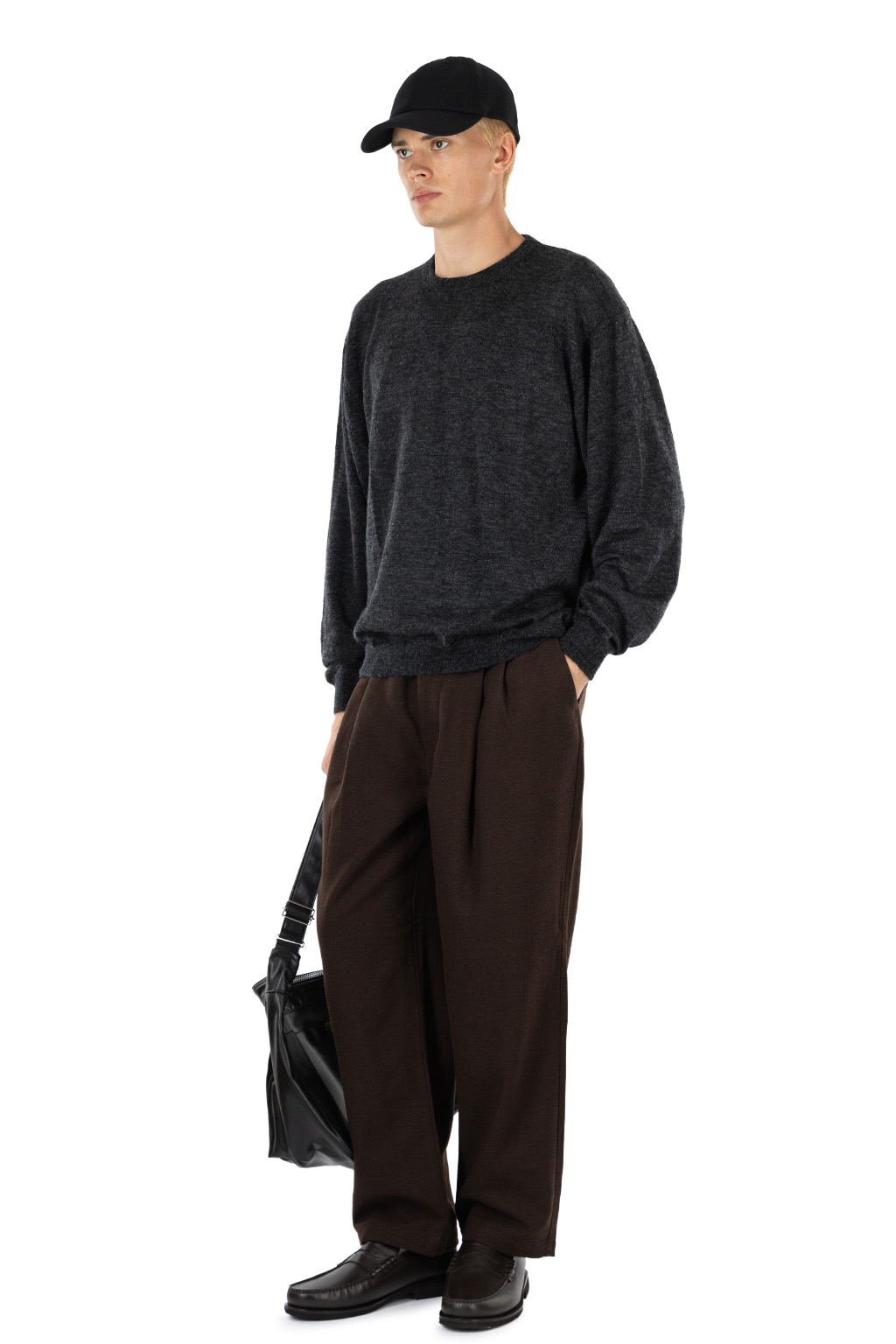 Still by hand - Wool Mohair 12G Pullover - Charcoal