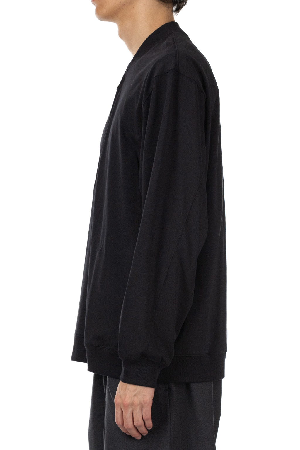Still by hand - Zip Up Cotton Jumper - Black Navy
