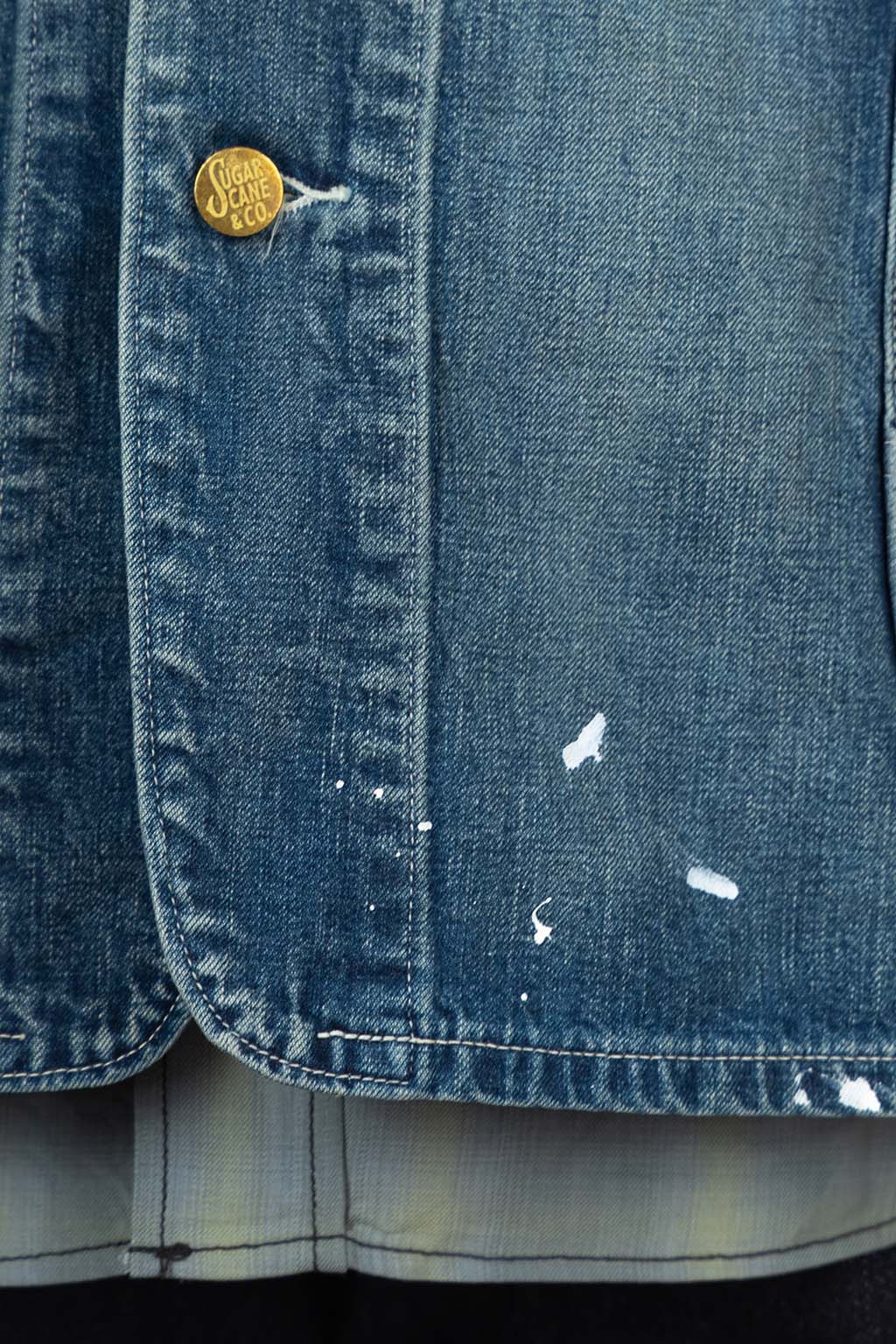 Sugar Cane - Blue Denim Work Coat Aged Model - Hard Wash