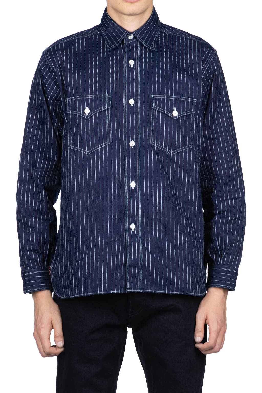 Sugar Cane - Fiction Romance 8.5oz Wabash Stripe Work Shirt - N. Navy