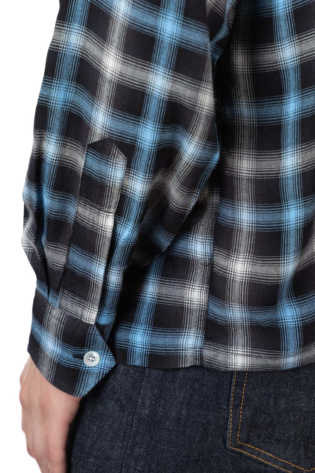 Sugar Cane - Rayon Ombre Check Open Shirt - Blue