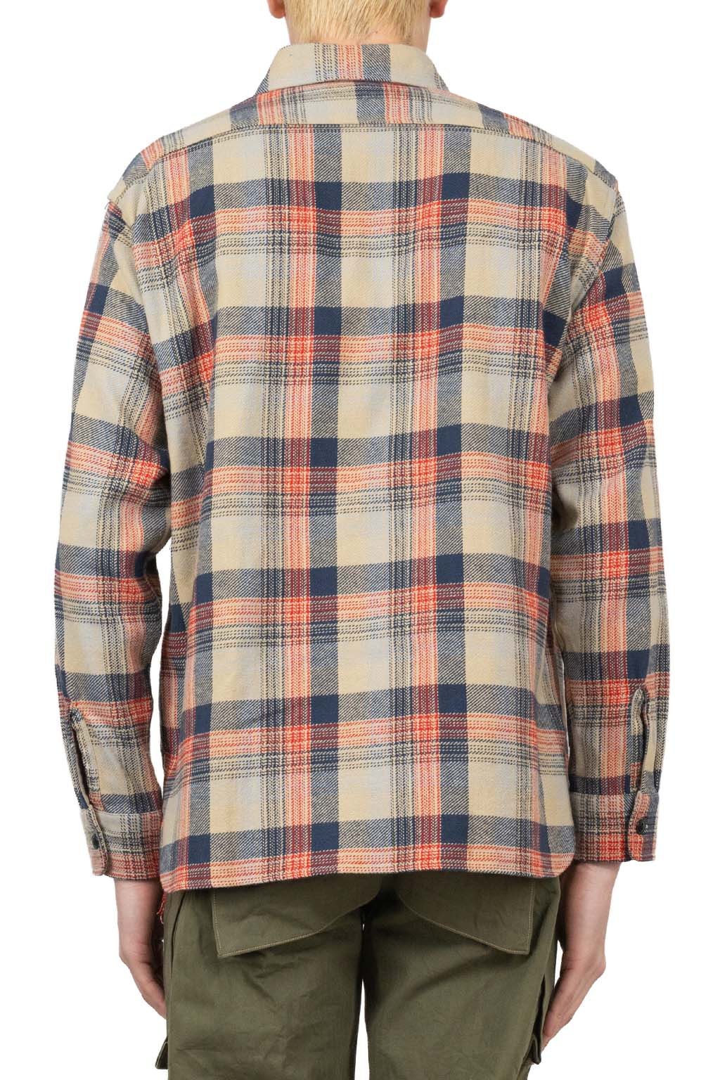 Sugar Cane - Twill Check LS Work Shirt - Grey