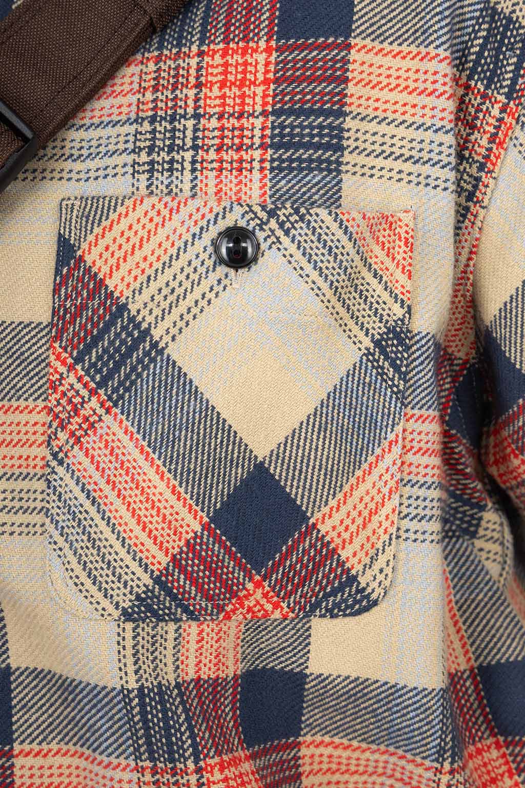 Sugar Cane - Twill Check LS Work Shirt - Grey