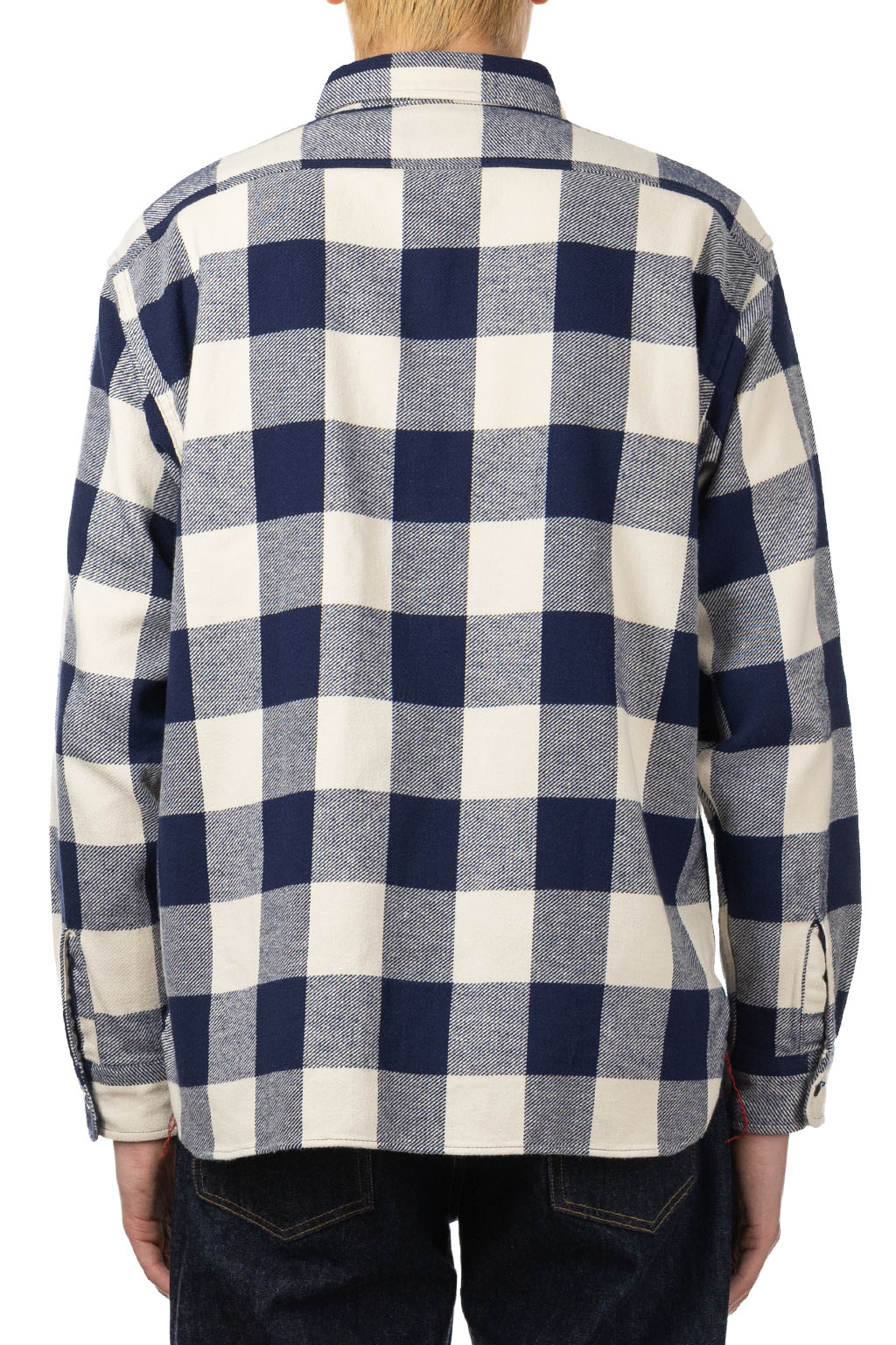 Sugar Cane - Twill Check LS Work Shirt - Navy