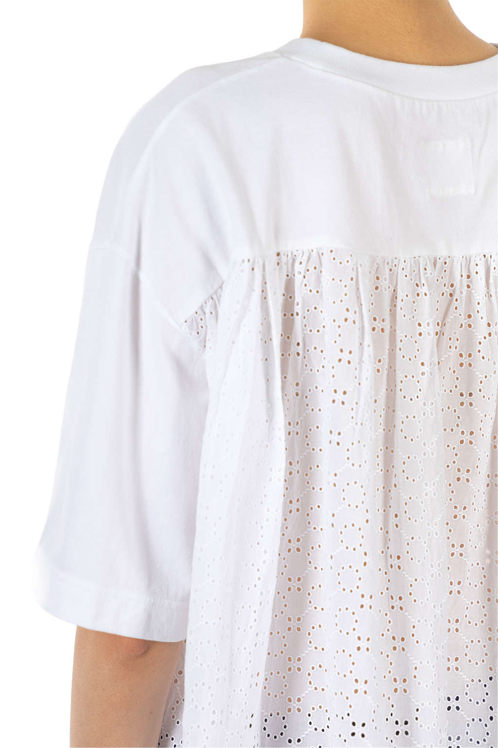 TOUJOURS - Combination T-Shirt - Cutwork Embroidery Cotton - White