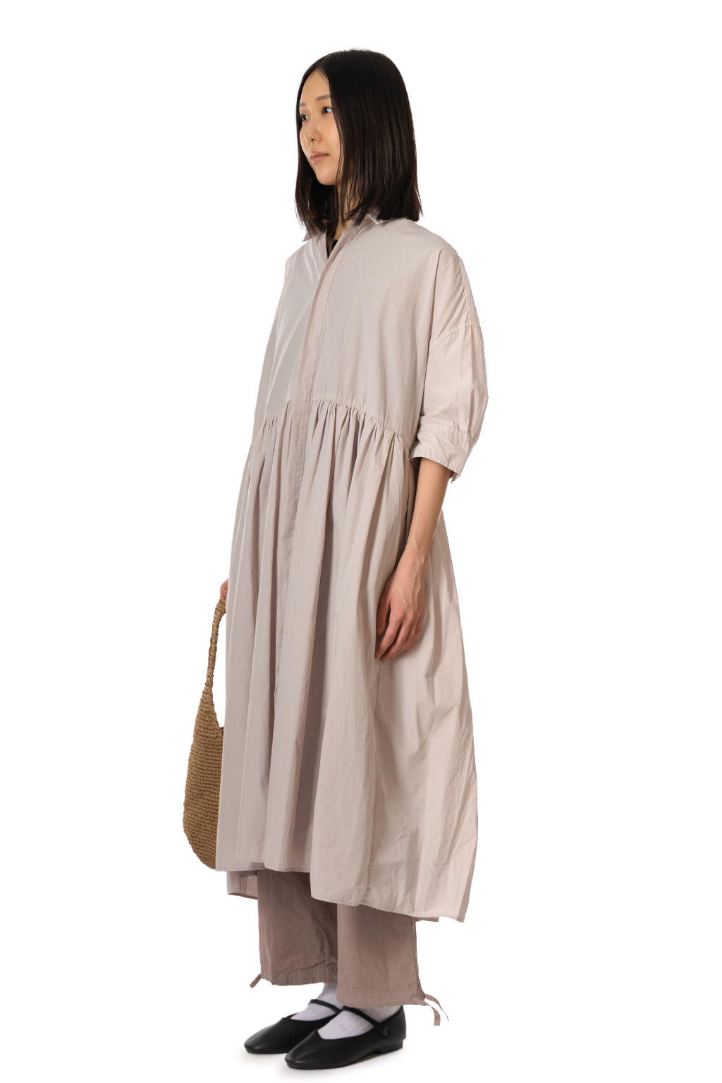 TOUJOURS - Random Pleated Half Sleeve Shirt Dress - Smoke Lilac