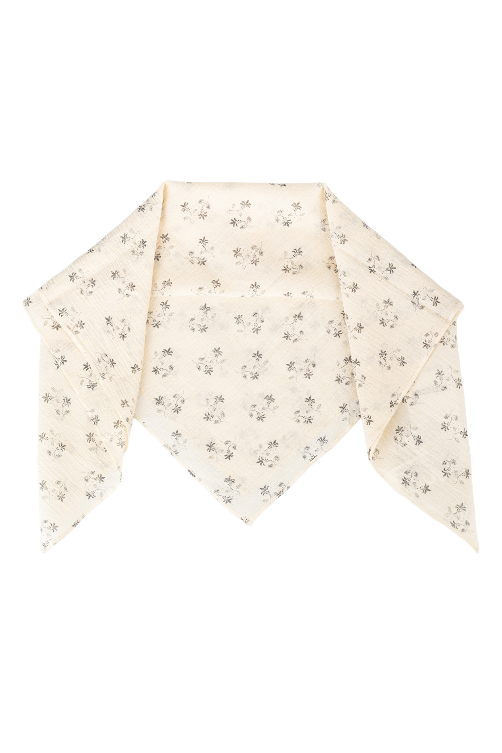 TOUJOURS - Scarf - Fine Cotton Gaze Pigment Floral Print - Natural