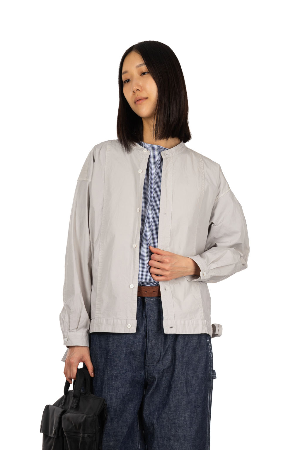TOUJOURS - Side String Blouson Shirt - Cloud Gray