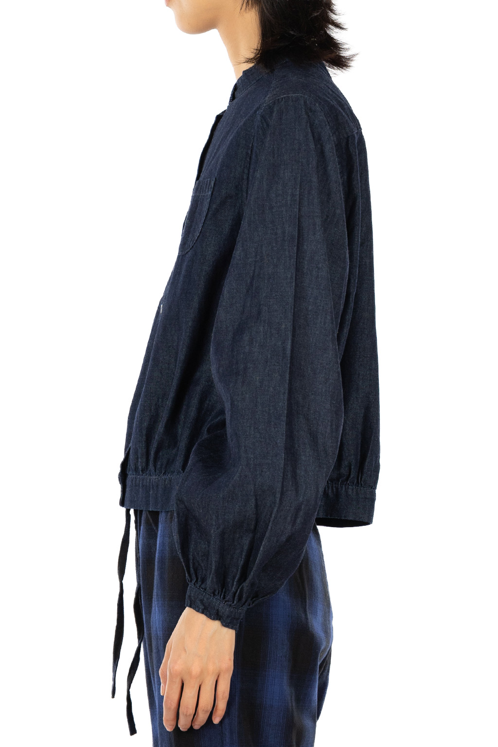 Tigre Brocante - 6oz Denim Stand Collar LS Shirt - Indigo