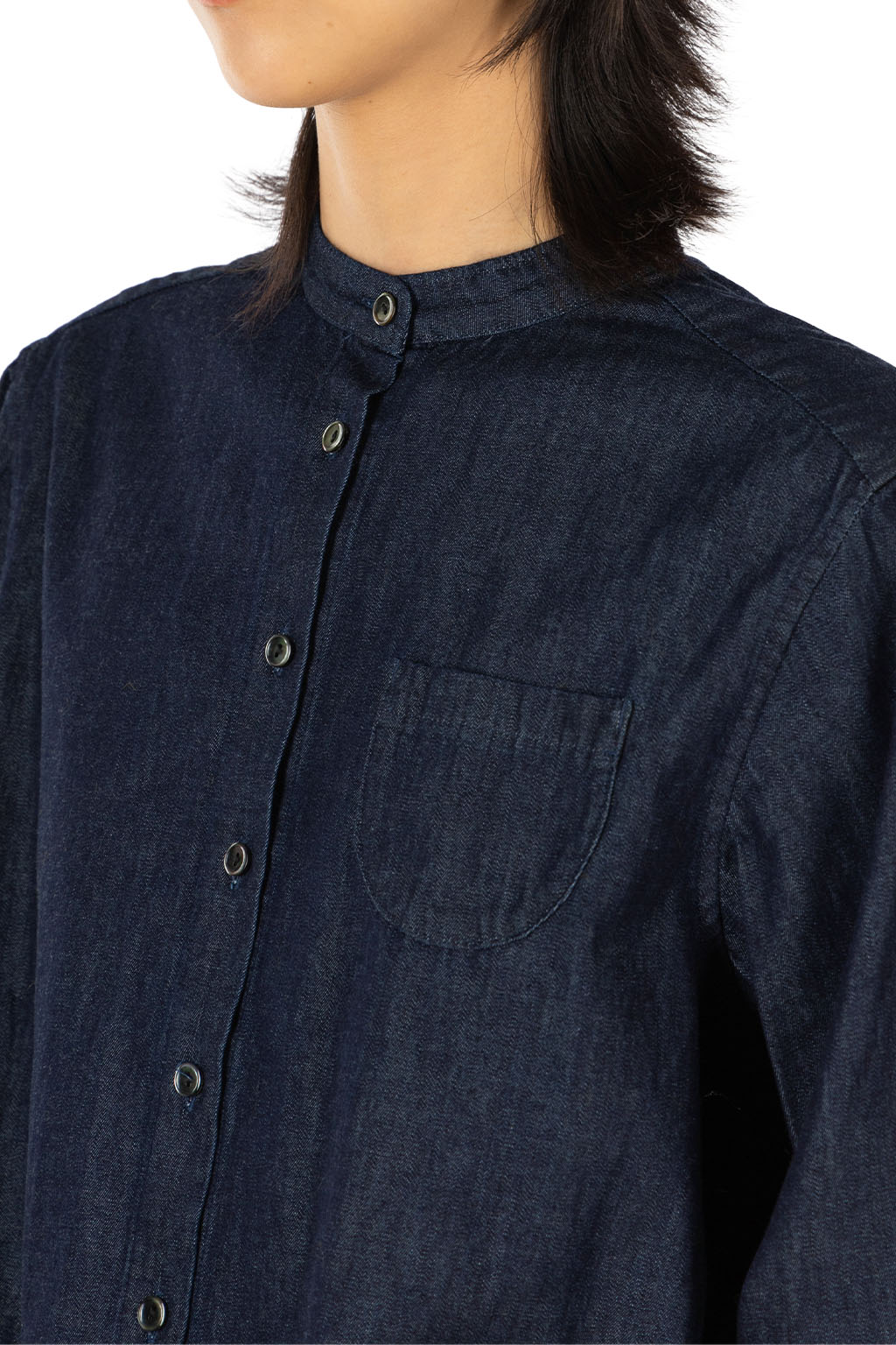 Tigre Brocante - 6oz Denim Stand Collar LS Shirt - Indigo