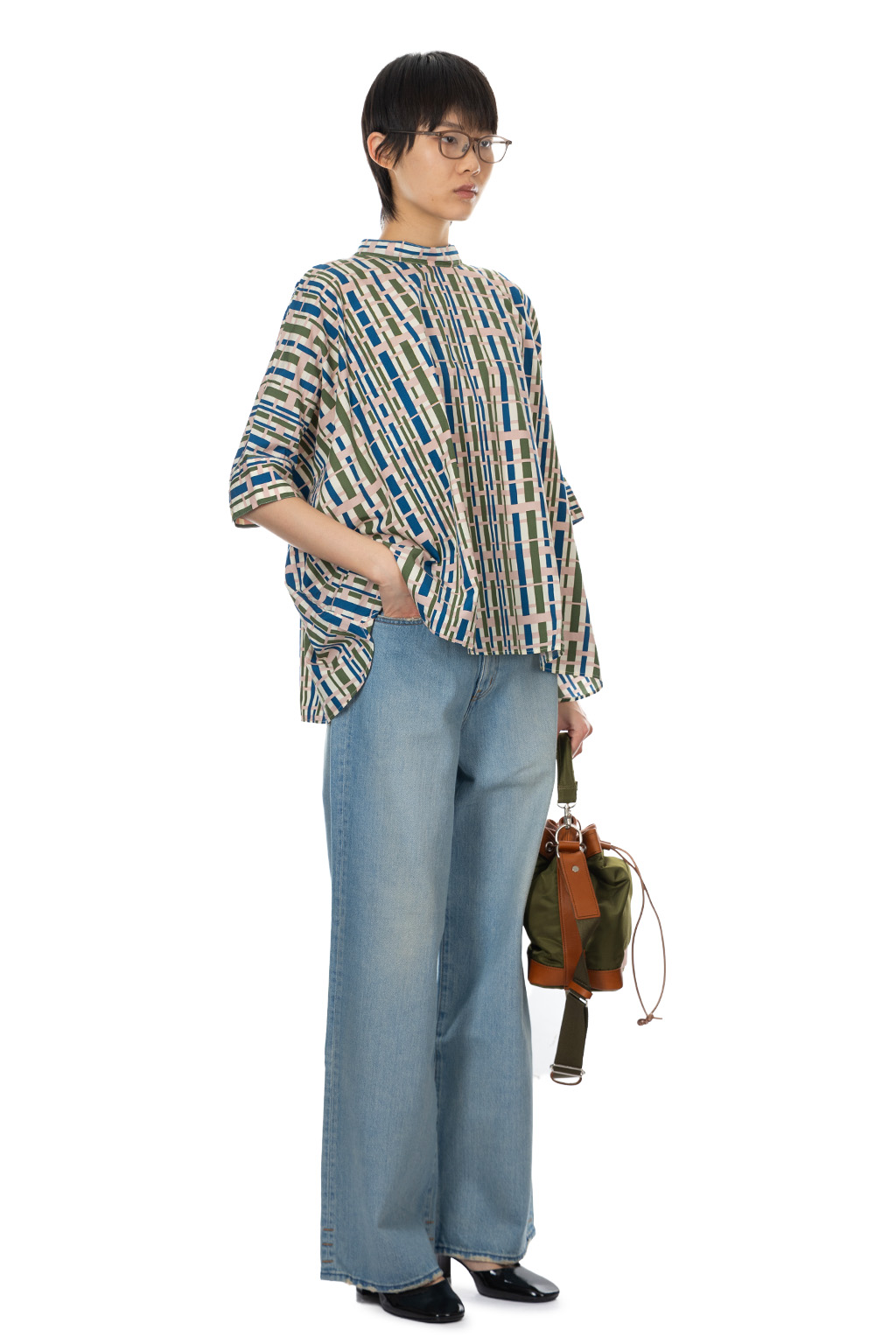 Tigre Brocante - Bamboo Check Broad Back Open Shirt - Pink