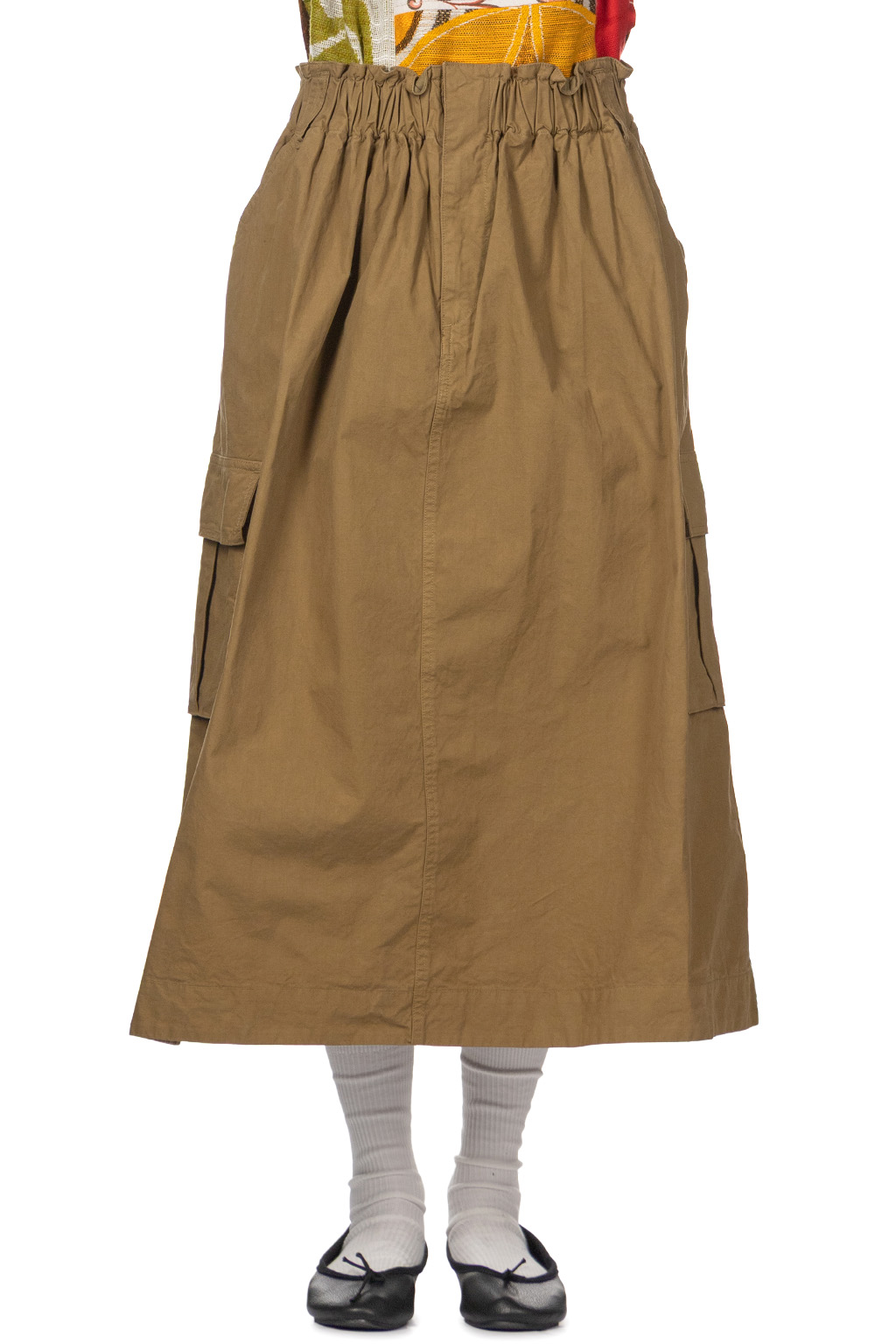 Tigre Brocante - Cotton Horse Cloth Cargo Gathered Skirt - Beige