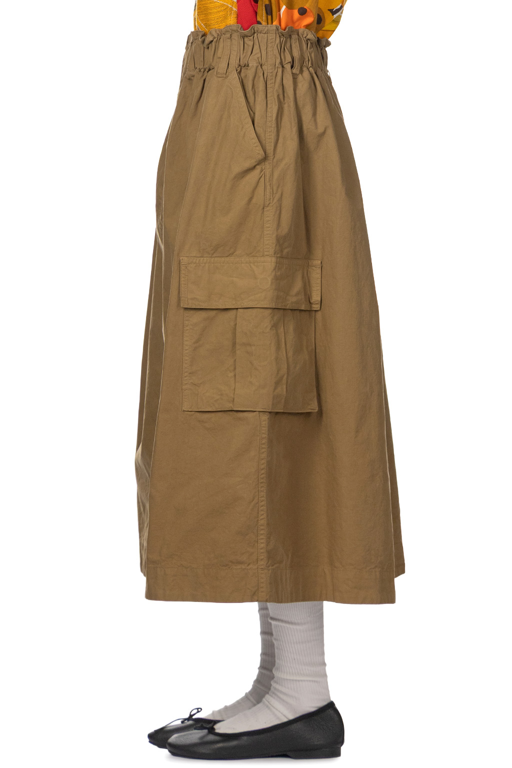 Tigre Brocante - Cotton Horse Cloth Cargo Gathered Skirt - Beige