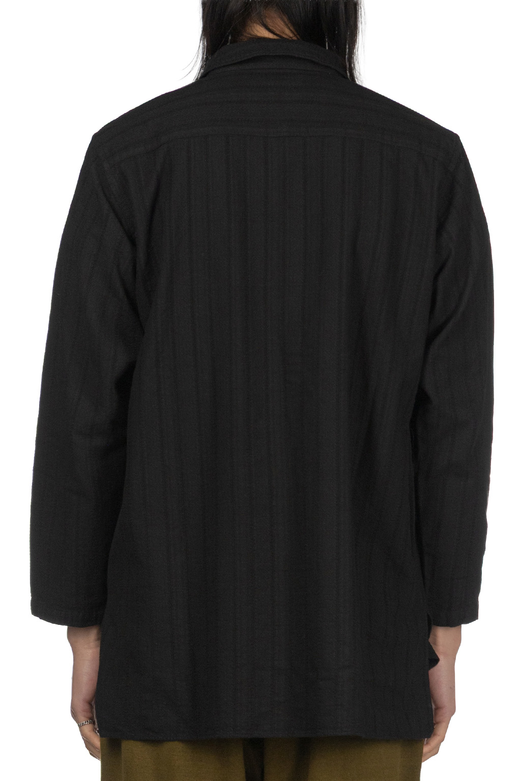 Tigre Brocante - Cotton Lace Shawl Collar Long Shirt - Black