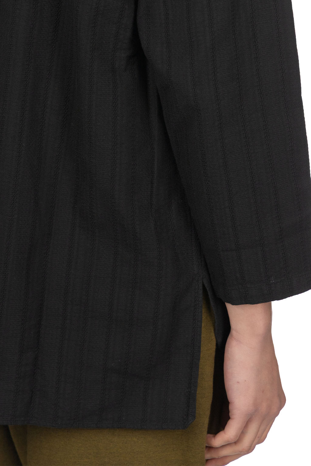 Tigre Brocante - Cotton Lace Shawl Collar Long Shirt - Black
