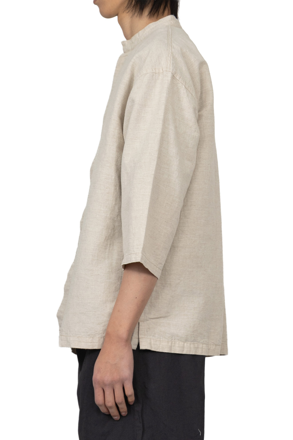 Tigre Brocante - Cotton Linen Yakko Open Shirt - Beige