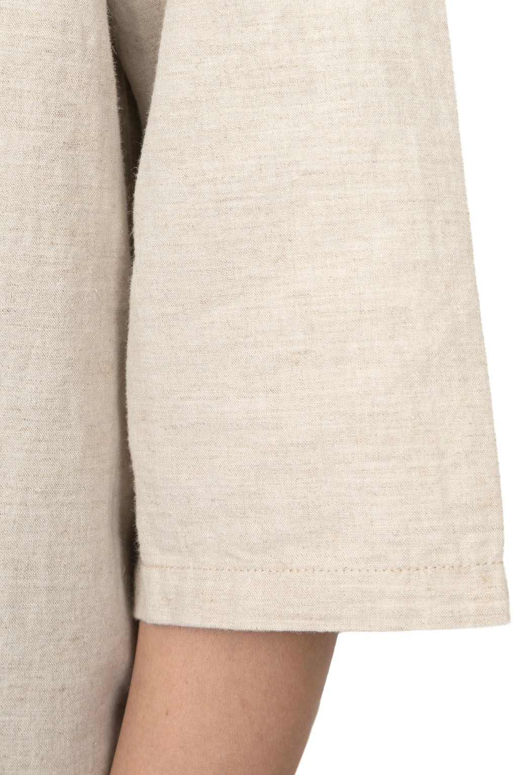 Tigre Brocante - Cotton Linen Yakko Open Shirt - Beige