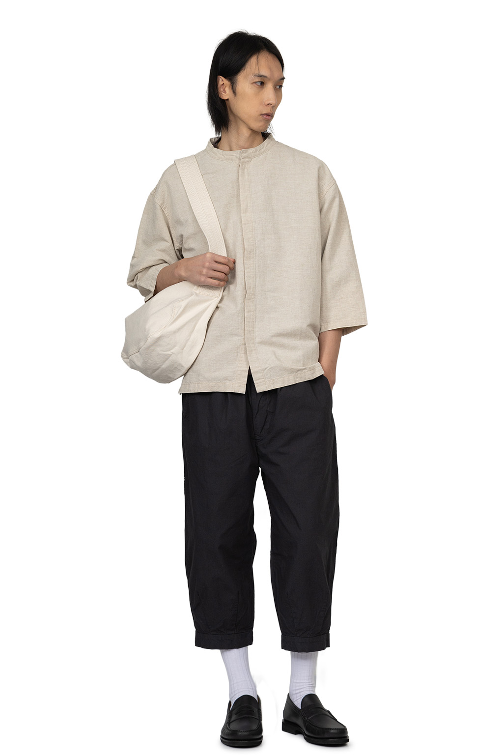 Tigre Brocante - Cotton Linen Yakko Open Shirt - Beige