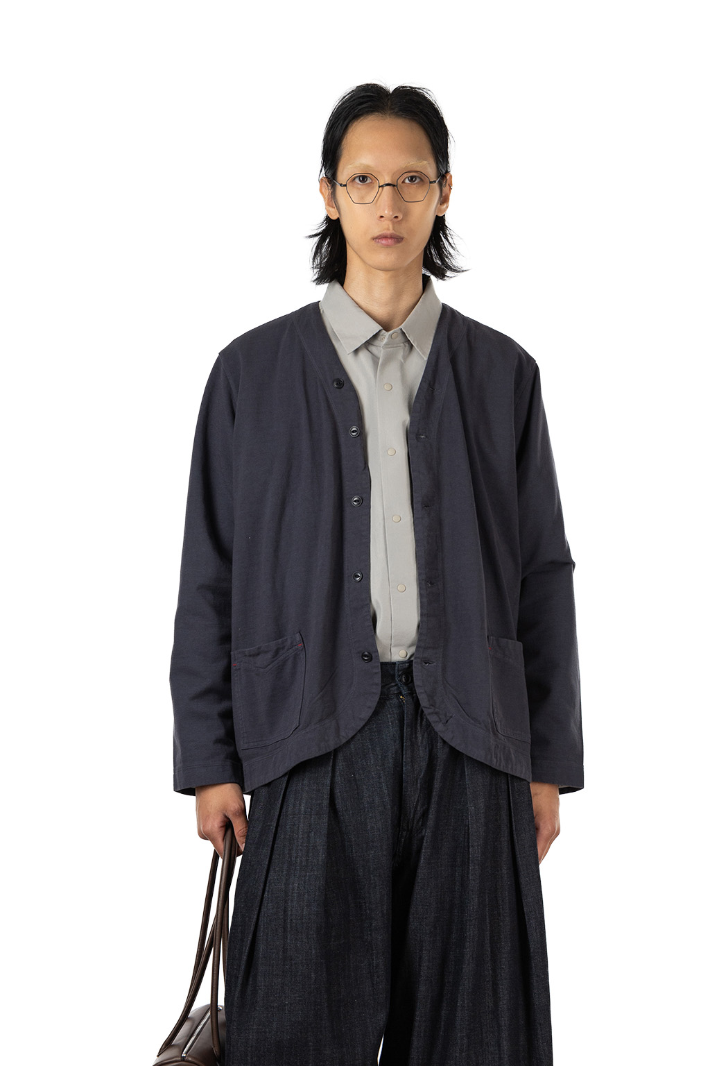 Tigre Brocante - Feather Jersey Round Hem Cardigan - Sumi