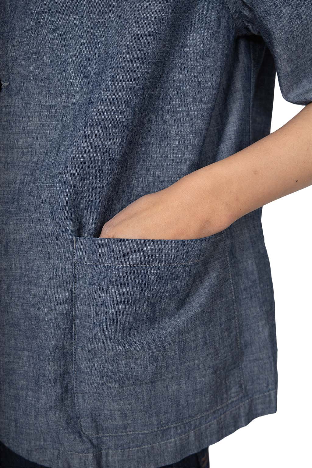 Tigre Brocante - Indigo Chambray Raglan Tailored SS Shirt - Indigo