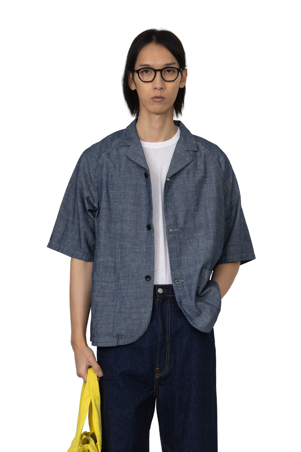 Tigre Brocante - Indigo Chambray Raglan Tailored SS Shirt - Indigo