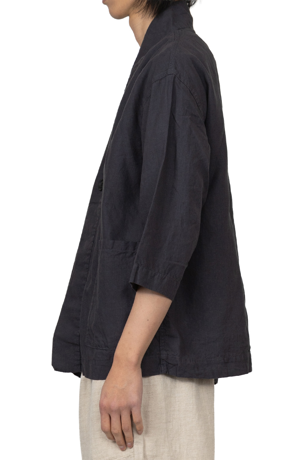 Tigre Brocante - Linen Kimono 3/4 Sleeve Shirt - Sumi