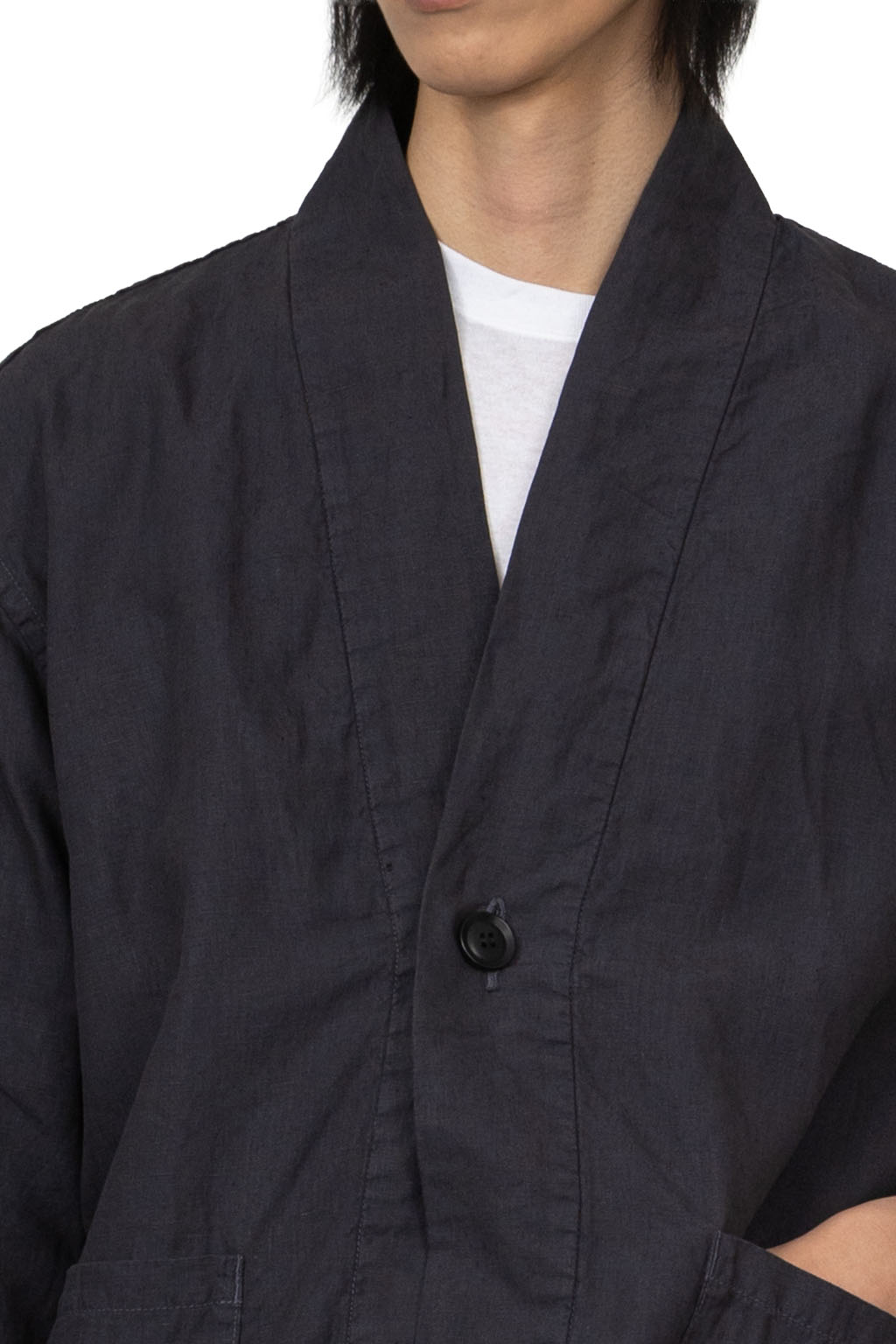 Tigre Brocante - Linen Kimono 3/4 Sleeve Shirt - Sumi