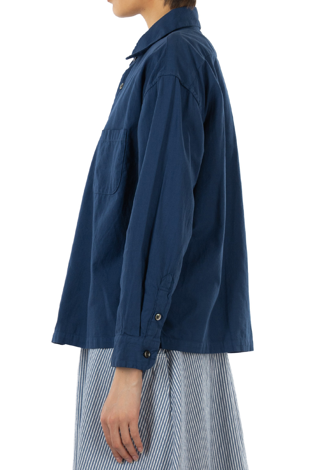 Tigre Brocante - Organic Twill Round Collar Venice Beach Shirt - Navy