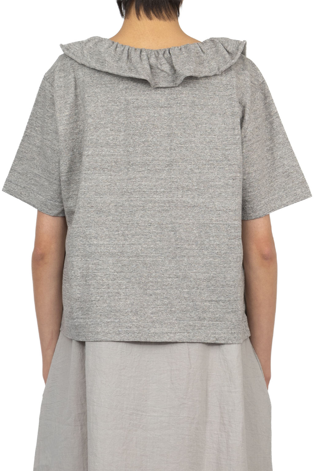 Tigre Brocante - Ruffle Jersey Frill Tie Cardigan-Grey