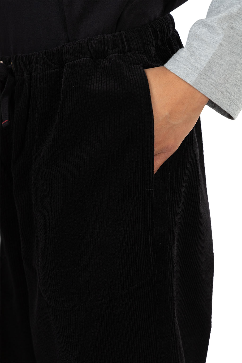 Tigre Brocante - Seersucker Corduroy Tagosaku Long Pants - Black
