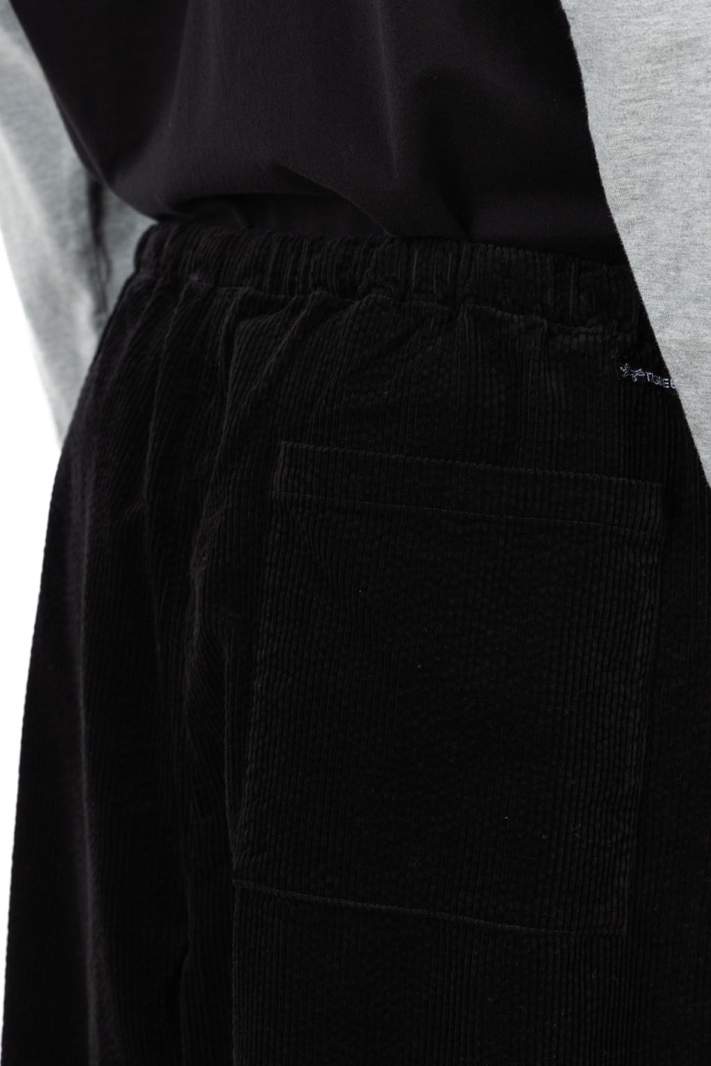 Tigre Brocante - Seersucker Corduroy Tagosaku Long Pants - Black