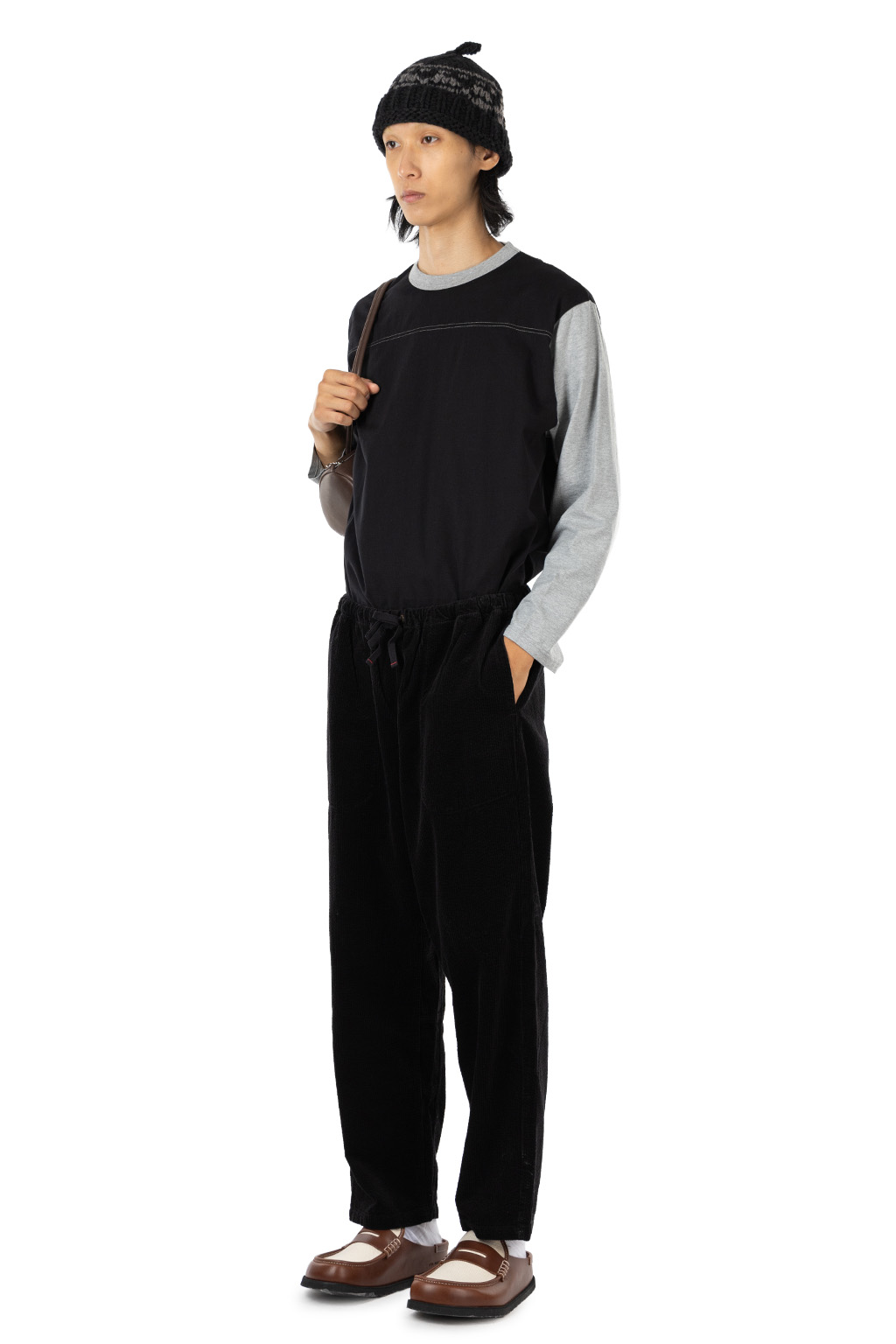 Tigre Brocante - Seersucker Corduroy Tagosaku Long Pants - Black