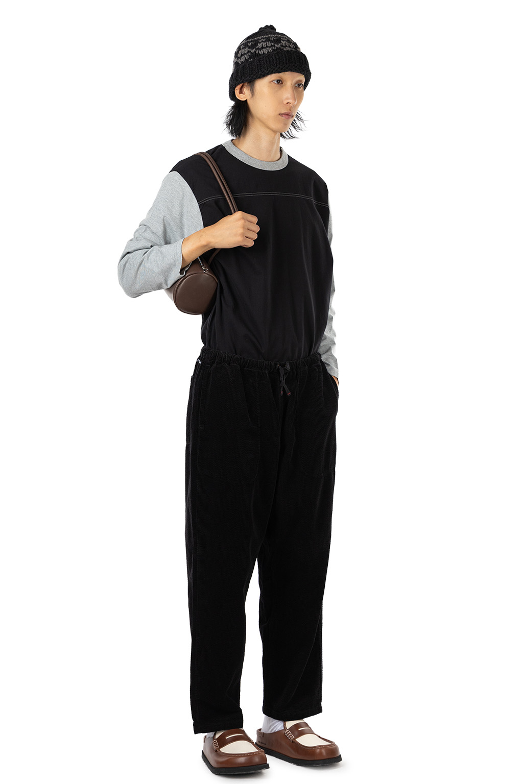 Tigre Brocante - Seersucker Corduroy Tagosaku Long Pants - Black