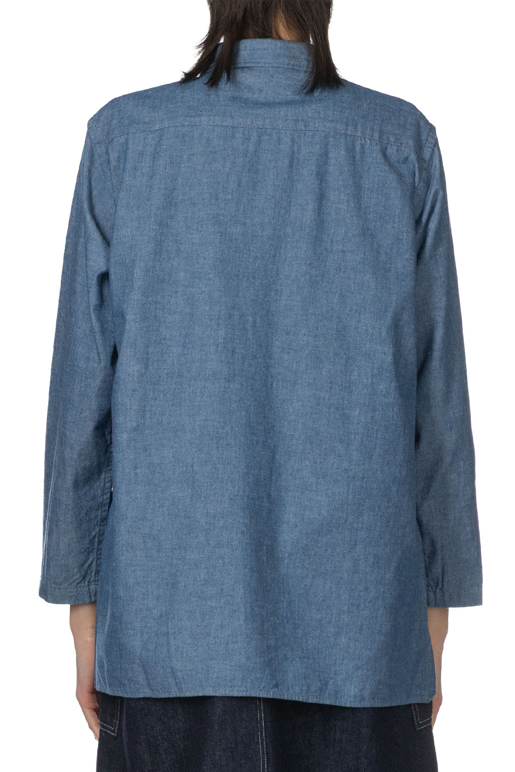 Tigre Brocante - Selvedge Chambray Shawl Collar Long Shirt - Indigo