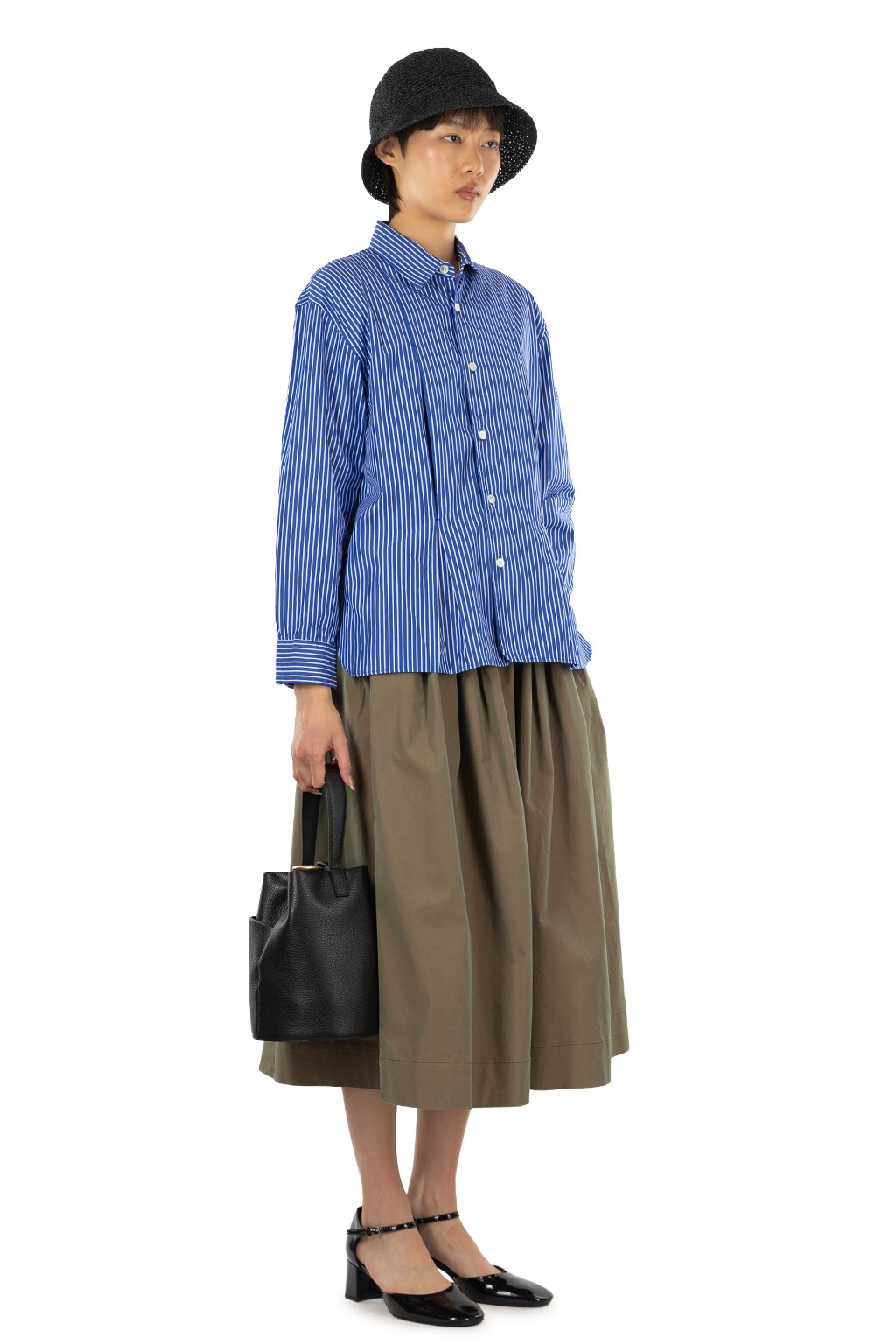 Tigre Brocante - Stripe Typewriter Fujin Shirt - Blue