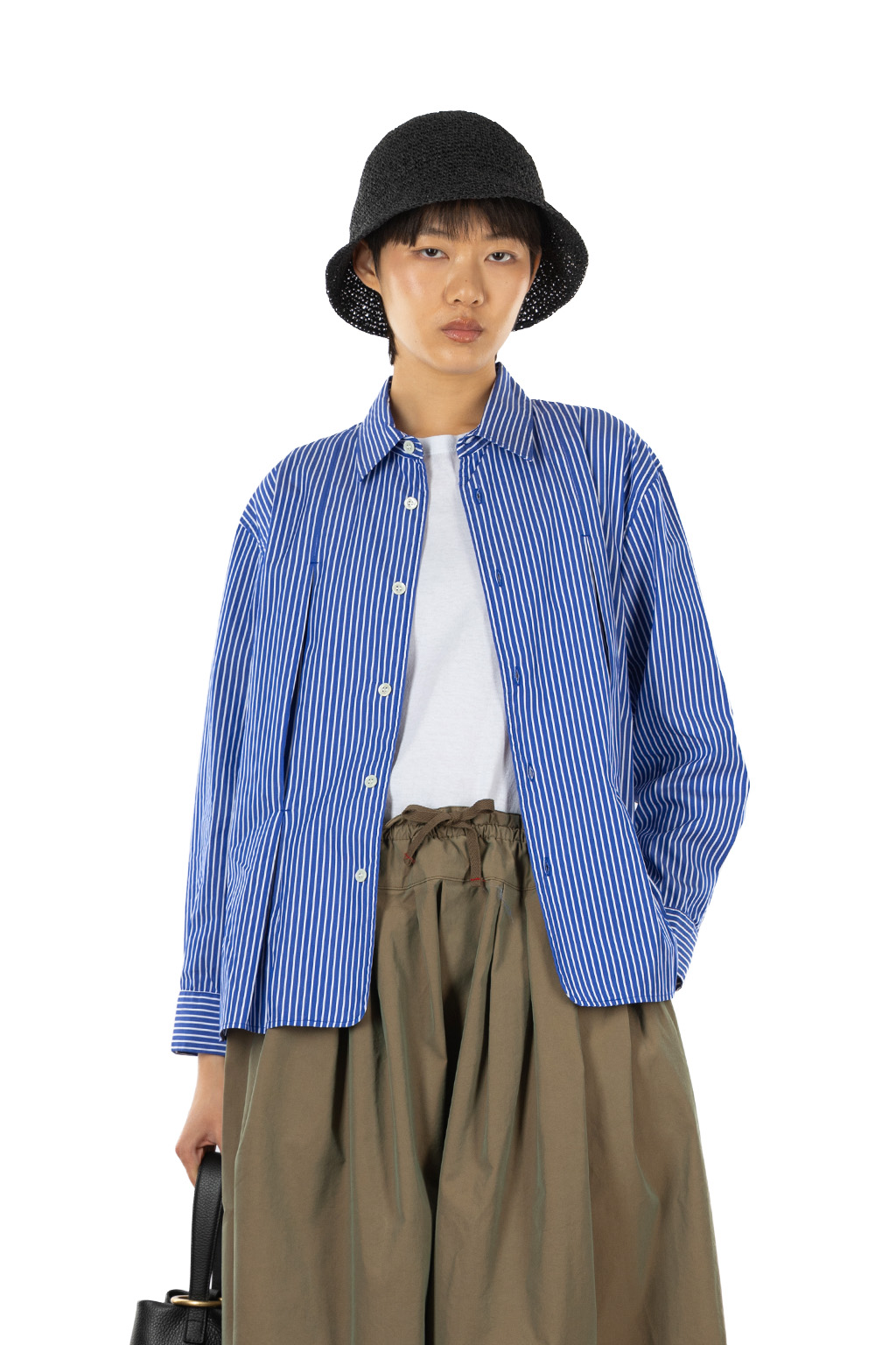 Tigre Brocante - Stripe Typewriter Fujin Shirt - Blue