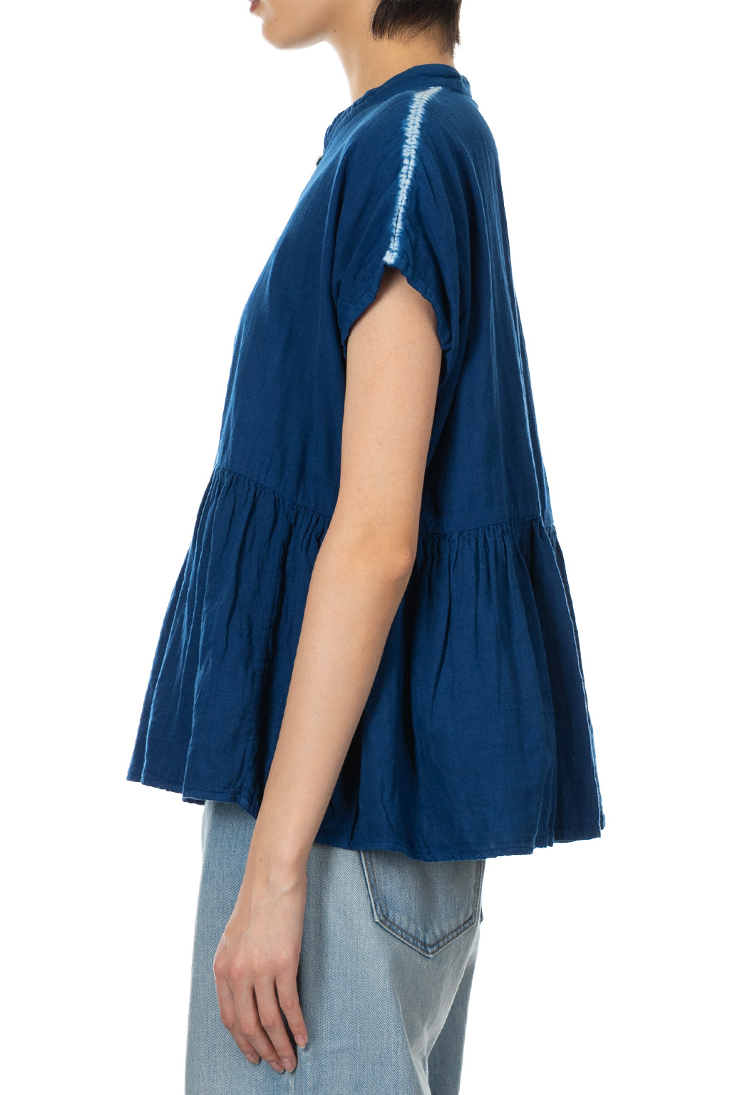 Tigre Brocante - Thin Line Over-Gathered Drop Tunic - Indigo