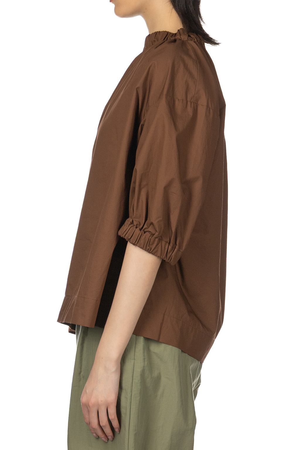 Tigre Brocante - Twill Typewriter Fluffy Stretch Blouse - Brown