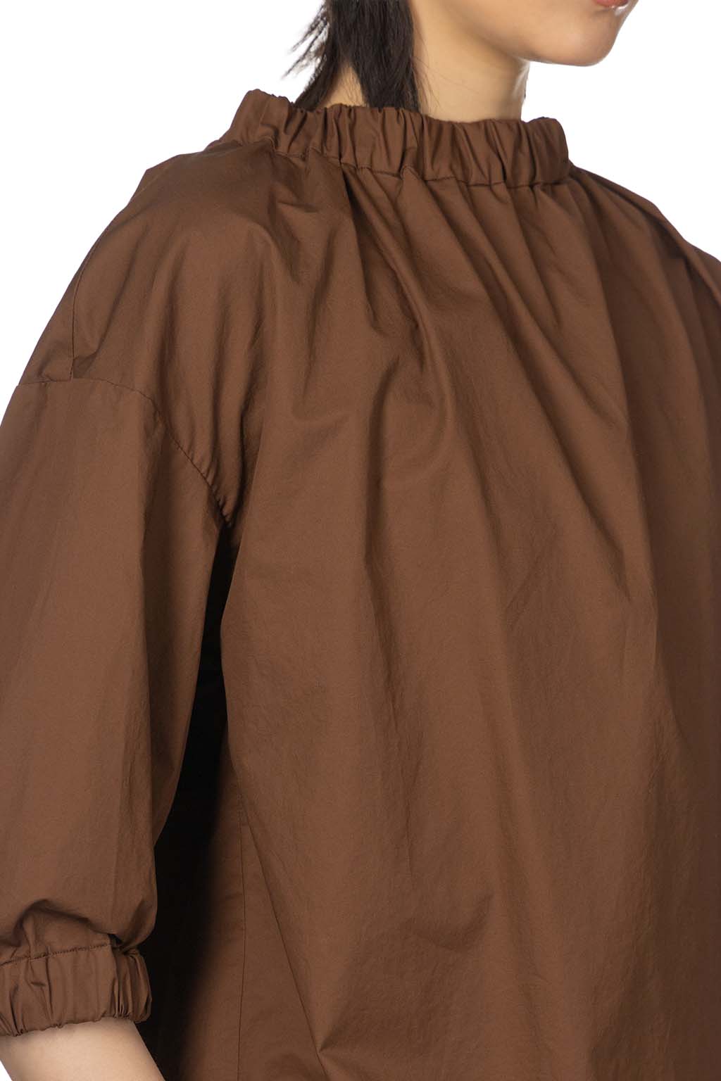 Tigre Brocante - Twill Typewriter Fluffy Stretch Blouse - Brown